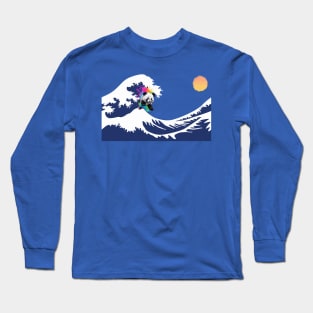 Panda Surfing at The Great Wave off Kanagawa Long Sleeve T-Shirt